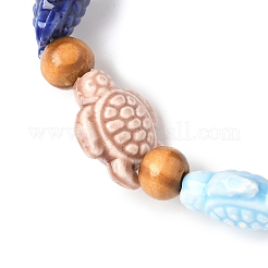 Пляжные черепаховые браслеты ручной работы из фарфора и дерева&nbsp;BJEW-JB10299-02