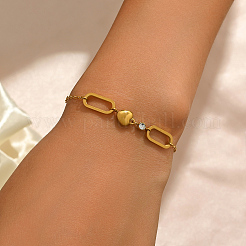 Armbänder aus Edelstahl mit klaren Zirkonia in Herz- und ovalförmigen geometrischen Gliedern für Damen – ideal für den täglichen Gebrauch&nbsp;ZA8263