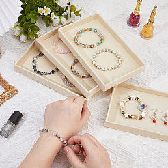 Прямоугольные бархатные подносы для демонстрации ювелирных изделий для колец&nbsp;ODIS-WH0113-14C