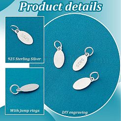 6 шт. 925 овальных подвески из стерлингового серебра&nbsp;STER-PH0002-48