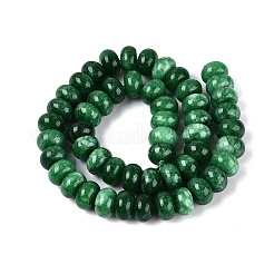 天然石ホワイトジェイドビーズ連売り  滑らかなロンデル  染め  グリーン  12x7.5mm  穴：0.5~1.2mm  約48~56個/連  14.17~16.73インチ（36~42.5cm）&nbsp;G-Q613-02A-12