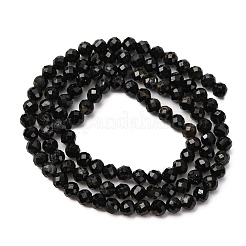 天然石ブラックトルマリンビーズ連売り  多面カット  ラウンド  4mm  穴：0.6mm  約94個/連  14.96