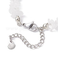 Браслеты из круглых бусин из натурального кварцевого кристалла и стеклянных ракушек&nbsp;BJEW-JB12303-01