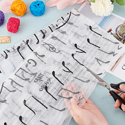 Сетчатая ткань из полиэстера с узором музыкальной ноты&nbsp;DIY-WH0449-28A