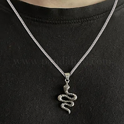 5 шт. 1 мм 304 нержавеющая сталь круглая цепочка-змейка ожерелье&nbsp;NJEW-LP0003-39