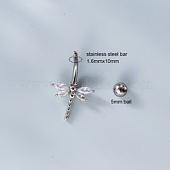 Bauchnabelpiercings aus chirurgischem Edelstahl 316L mit klaren Zirkonia&nbsp;WG7644D-07