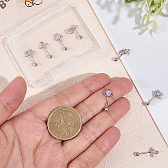 4 пара серег для хряща из латуни с паве из кубического циркония в 4 стилях AJEW-BBC0002-50