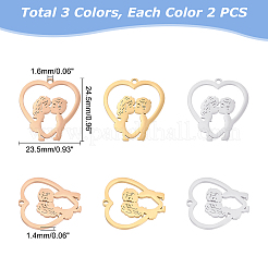 6 шт. подвески из нержавеющей стали 304 двух цветов&nbsp;STAS-UN0030-37