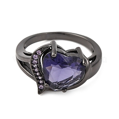 Кольца для пальцев в форме сердца из латуни с микропаве из кубического циркония&nbsp;FS-WG4D14B-05