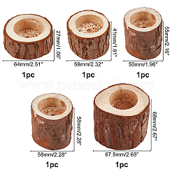 5 шт. 5 стиля подсвечников из натурального дерева AJEW-OC0002-07