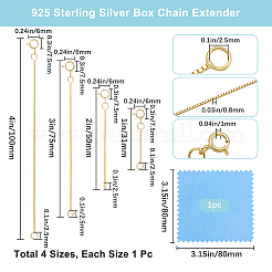 4 шт. 4 стиля 925 стерлингового серебра удлинитель цепи STER-BBC0007-17G
