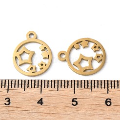 イオンプレーティング（IP）304ステンレススチールチャーム  手動研磨  スター  ゴールドカラー  14.5x12x1mm  穴：1.6mm&nbsp;STAS-Q303-02G
