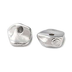 ラックメッキ真鍮スペーサービーズ  ナゲット  プラチナ  5.8x5.3x2.5mm  穴：0.5~0.6mm&nbsp;KK-WH0084-14P