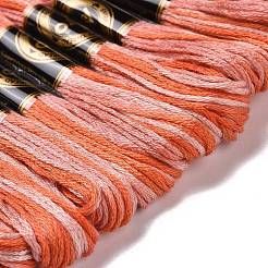 10かせ 6層ポリエステル刺繍フロス  クロスステッチの糸  セグメント染め  トマト  0.5mm  約8.75ヤード（8m）/かせ&nbsp;OCOR-K006-A35
