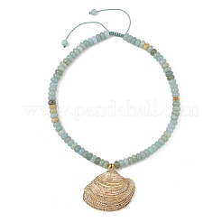 Ciondolo a forma di conchiglia di capasanta naturale galvanizzata&nbsp;NJEW-JN06445-02