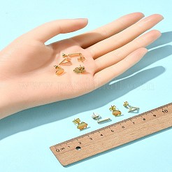 16 шт. 4 стиля 201 нержавеющая сталь серьги-гвоздики с отверстием EJEW-FS0001-15