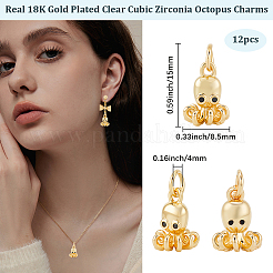 12шт латунные микропаве прозрачные кубические циркониевые подвески&nbsp;ZIRC-BBC0003-46