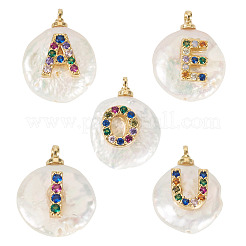 5 шт. 5 вида натуральных культивированных пресноводных жемчужин в виде самородков с подвесками в виде букв PEAR-TA0001-27