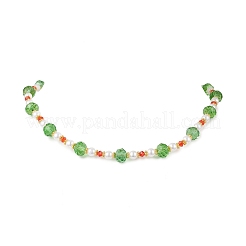 Colliers de perles rondes à facettes en verre et en plastique ABS blanc&nbsp;NJEW-JN05464-02