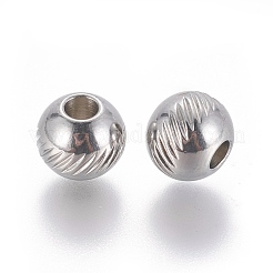 変色しにくい202ステンレススチールビーズ  ロンデル  ステンレス鋼色  8x7mm  穴：3mm&nbsp;STAS-F205-11P