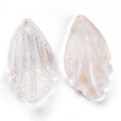 クリアガラスペンダント  金箔  花弁  透明  18x10x3mm  穴：1.2mm&nbsp;GLAA-H102-B03