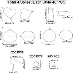 720 шт. 7 стиля фурнитуры для сережек-колец из нержавеющей стали 304 STAS-UN0024-36