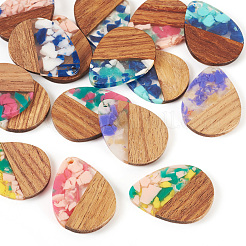 16 шт. подвески из 8-х цветов из смолы и ореха RESI-TA0003-95