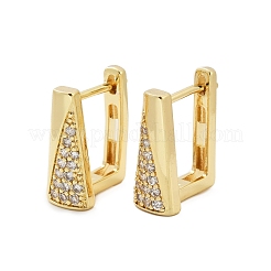 Прямоугольные серьги-кольца из латуни с микропаве из прозрачных кубических цирконий EJEW-L299-07G
