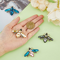 4 шт. 4-цветная брошь-булавка в виде пчелы со стразами JEWB-HY0001-03