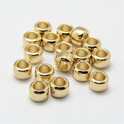 Brass Beads, Column, Nickel Free, Raw(Unplated), 6x4mm, Hole: 3mm