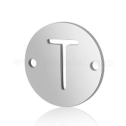 Connecteurs de liens en acier au titane, plat rond avec la lettre, couleur inoxydable, letter.t, 12x0.8mm, Trou: 0.8mm