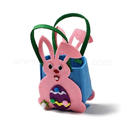 Sacchetto di caramelle di coniglio pasquale in tessuto non tessuto, con maniglie, borsa regalo bomboniere per bambini ragazzi ragazze, roso, 19.5x12x6.3cm