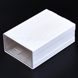 Contenedores de almacenamiento de cuentas de plástico de poliestireno, cajón rectangular, blanco, 21x13.5x7.5 cm