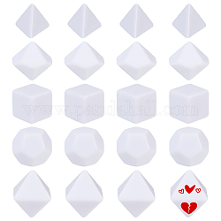 Benecreat 20pcs 5 style acrylique opaque sans perles de trou, fabrication de dés vierges, blanc, dés, 16~24.5x16~21x16~24.5mm, 4 pièces / style
