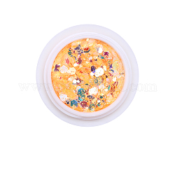 Accesorios de decoración de uñas brillantes, Con polvo de brillo y lentejuelas, diy sparkly paillette consejos uñas, naranja, 0.1~3.5x0.1~3.5mm, aproximamente 0.7 g / caja