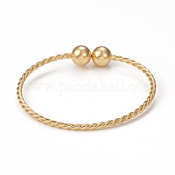 Bracelets de perle en laiton de placage de rack classique, bracelets torsadés plaqués longue durée pour femmes hommes, sans cadmium et sans plomb, véritable 18k plaqué or, diamètre intérieur: 2-3/8 pouce (6 cm)