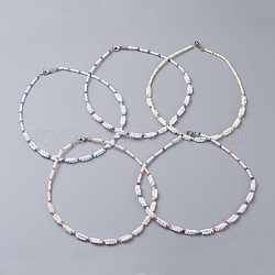 Semences de verre colliers de perles, avec 304 fermoir pince de homard en acier inoxydable et boîte en carton, couleur mixte, 15.35 pouce ~ 16.34 pouces (39~41.5 cm)