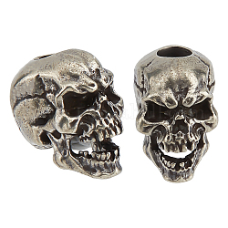 SUPERFINDINGS 2PCS Skull Sword Lanyard Bead EDC Charm Bead Brass European Beads Antique Silver Large Hole Beads Paracord Cord Tool Bead 19x13x17mm for Keychain Bracelet Accessories, Hole: 5.5mm