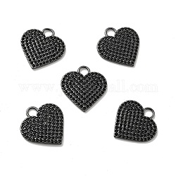 Heart Brass Micro Pave Black Cubic Zirconia Pendants, Cadmium Free & Nickel Free & Lead Free, Gunmetal, 19x18.5x1.5mm, Hole: 3.2mm