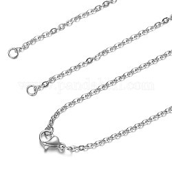 304 Edelstahl-Kabelkette bildende Halskette, mit Karabiner verschlüsse, Edelstahl Farbe, 28.1 Zoll ~ 28.3 Zoll (71.5~72 cm), 2 mm, Bohrung: 2.5 mm