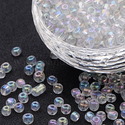 6/0 perles de rocaille en verre, brins.colours arc, clair, environ 4 mm de diamètre, Trou: 1mm, environ 4500 pcs / livre