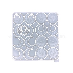 Stampi per pendenti in silicone fai-da-te serpente/luna/cristallo, stampi per colata di resina, per resina uv, creazione di gioielli in resina epossidica, bianco fantasma, 208x202x5mm