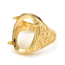 Componentes de anillo de dedo de latón chapado de larga duración, Ajustes de anillo de punta de 4 garra, dorado, tamaño de 9, 19mm, Bandeja: 22x15 mm