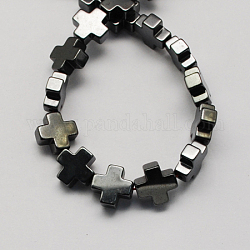Non magnetici perle ematite sintetico fili, grado a, croce greca, nero, 10x10x4mm, Foro: 1 mm
