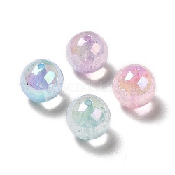Perlas de acrílico iridiscentes arcoíris transparentes chapadas en uv, redondo, color mezclado, 15.5x15mm, agujero: 2 mm