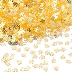 Perline di paillettes di plastica, lucentezza dorata, decorazioni artigianali per cucire, trifoglio, oro, 4.5x3.5x0.3~0.4mm