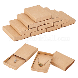 Boîtes à tiroirs en carton pliantes rectangulaires, pour les bagues, emballage bracelet et montre, tan, produit fini: 7.3x5.35x1.3cm
