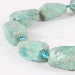 Natural Gemstone Amazonite Nuggets Bead Strands, 22~38x15~30x8~20mm, Hole: 2mm, about 10~17pcs/strand, 16.54 inch