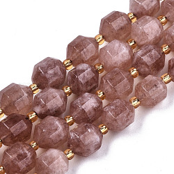 Hebras de perlas de dolomita natural, facetados, teñido, redondo, marrón rosado, 10.5x9.5mm, agujero: 1.2 mm, aproximamente 31 pcs / cadena, 15.04 pulgada ~ 15.35 pulgadas (38.2 cm ~ 39 cm)