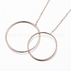 Colliers avec pendentifs en 304 acier inoxydable, anneau, or rose, 15.7 pouce (40 cm)